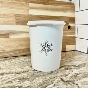 Tupperware Bright White Snowflake Servalier Canister with Matching Lid - Retro